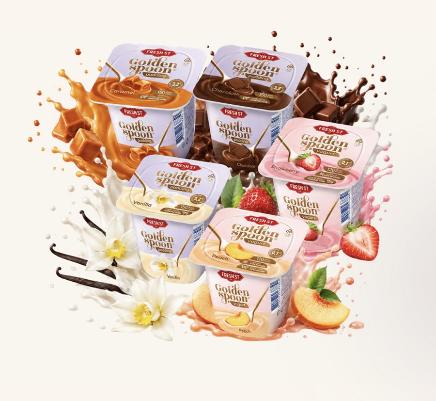 The five Golden Spoon varieties with fruit and chocolate splashes